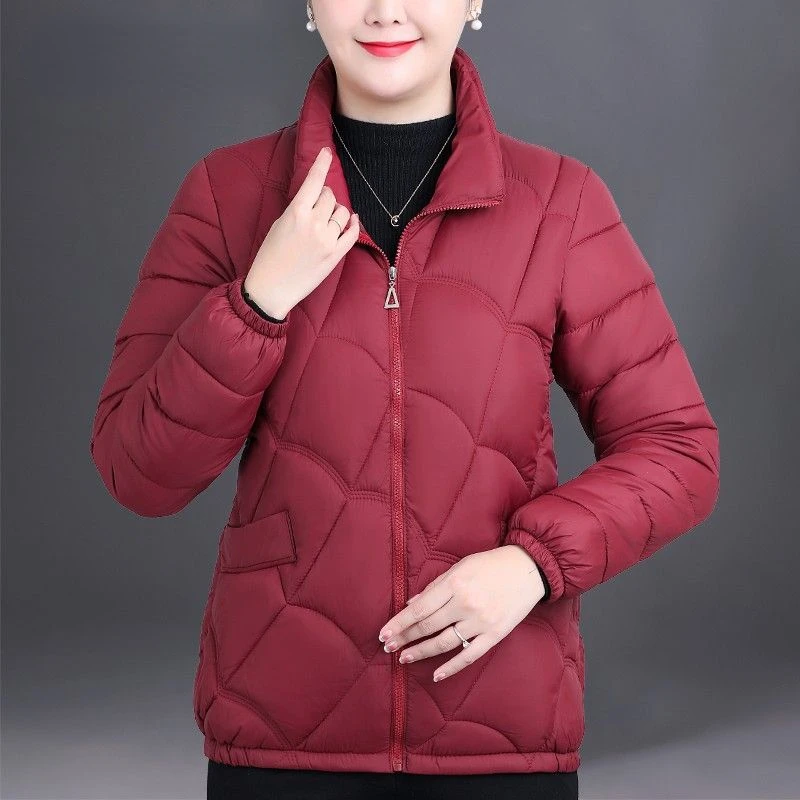 

2023 Female Padded Jacket Women Middle Winter Parkas Fashion Short Jackets Thick Ladies Cotton Coat Solid Outwear T379