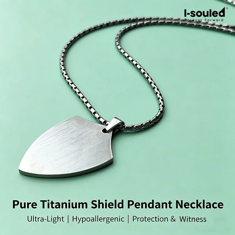 

Pure Titanium Shield Necklace Customize Initials Letter Symbol Punk Chain Unisex Gift