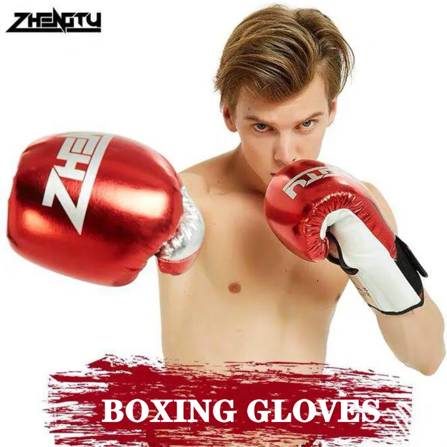 

ZHENGTU- Leather kick boxing gloves muay thai luva de boxe training fighting adult men women grappling MMA boxing gloves