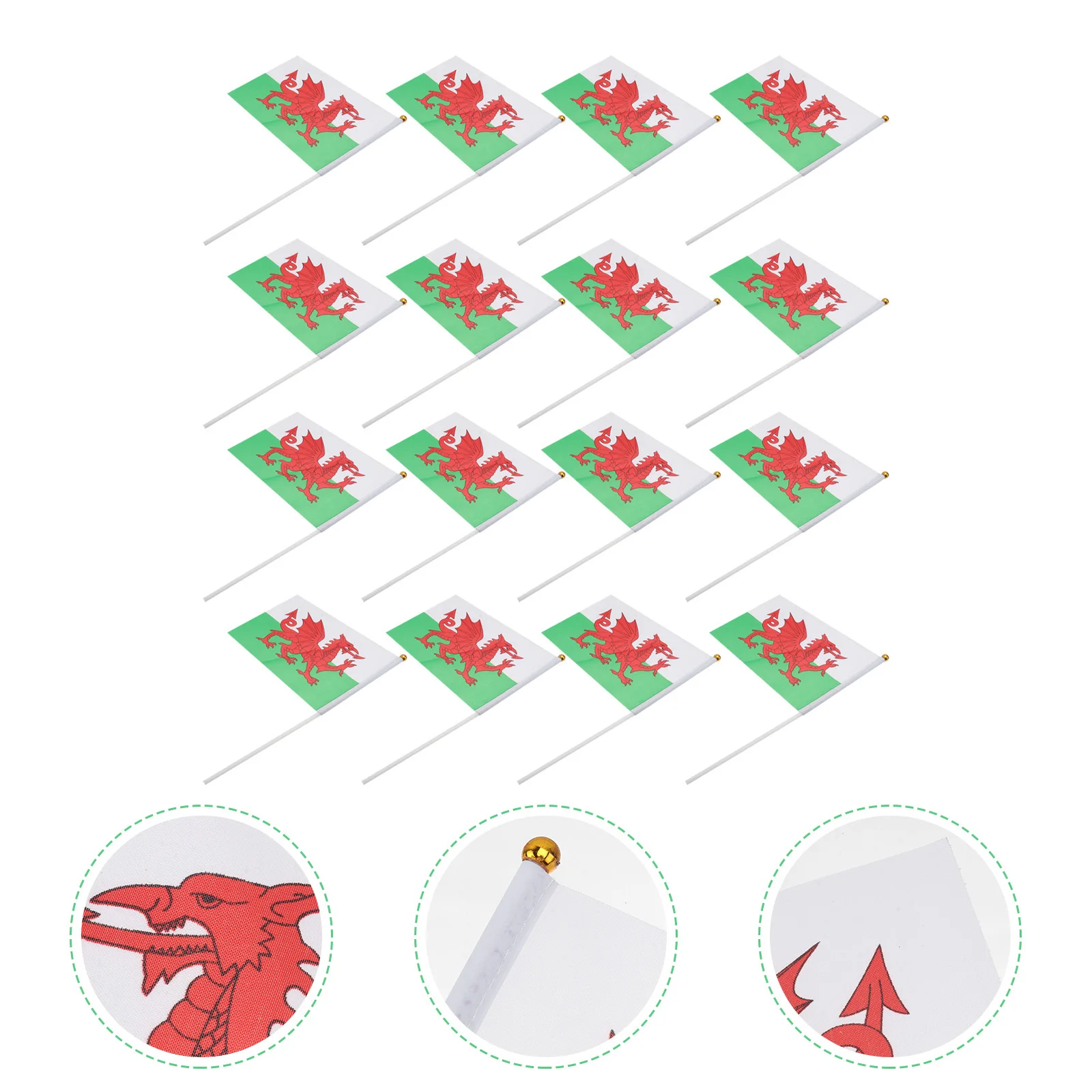 

20pcs Hand Waving Flags 14X21Cm Mini Polyester Flag Welsh National Table Decor Portable Lightweight For Games Parades