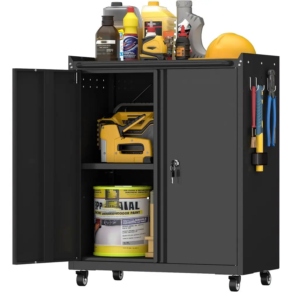 Metal Cabinet with Wheels, Steel Cabine with Locking Do, Small Cabinet with Adjustable Shel, Tool Cabior Garage, Suitable or Hom