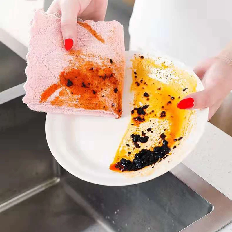 Dish Cleaning Cloths Household Kitchen Velvet Dishcloths High Absorbent Tableware Washing Dish Rags Towels Kitchen Accessories
