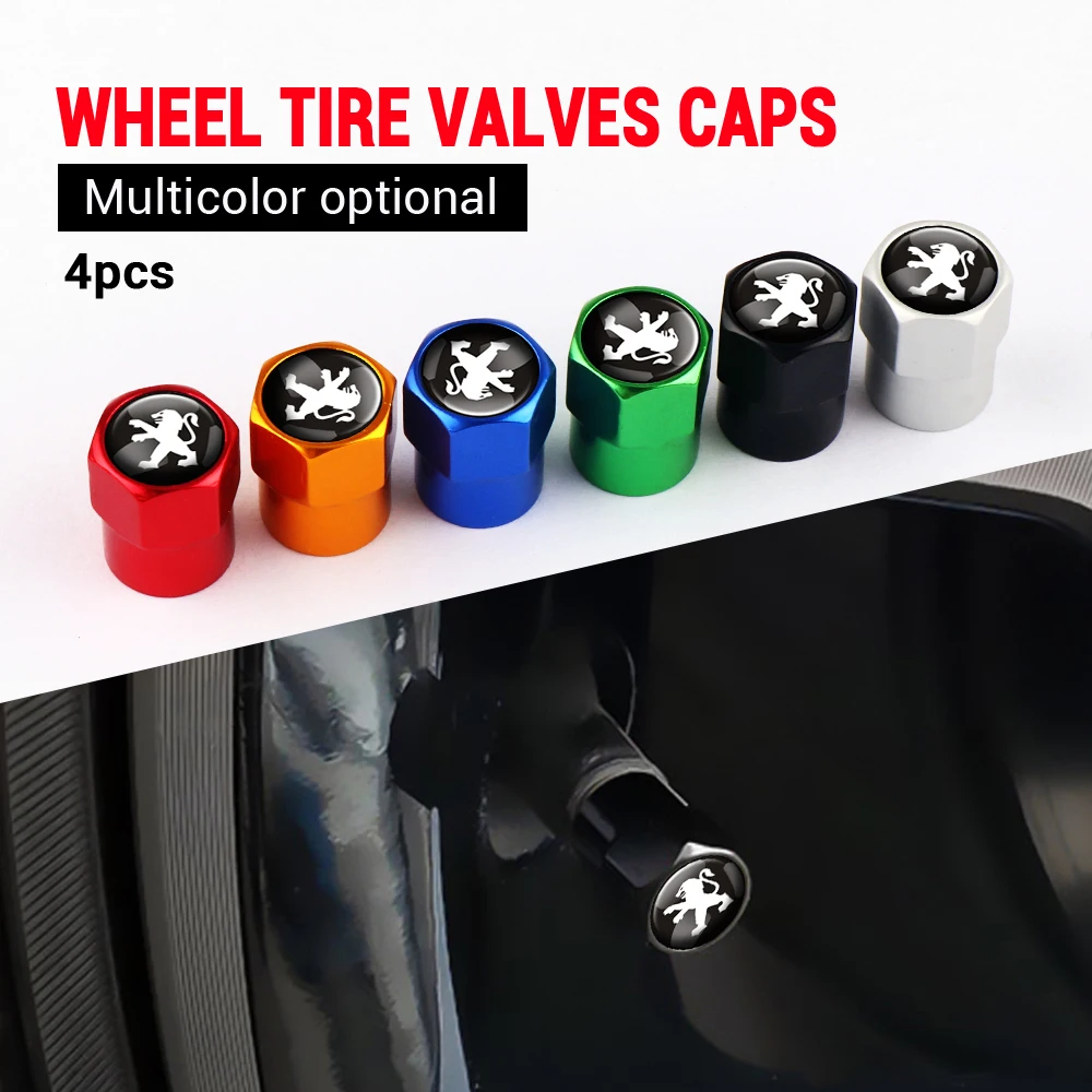 3D Metal Car Tire Wheel Valve Stem Cap Rim Tyre Cover For Peugeot 206 207 208 306 307 308 406 508 108 2008 Auto Accessories