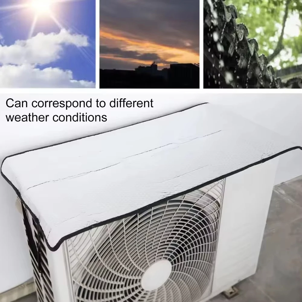 Outdoor Aluminum Foil Air Conditioner Cover Rainproof Sunproof Dustproof Clean Protective Sleeve With Elastic Band Lifting Loop view 6