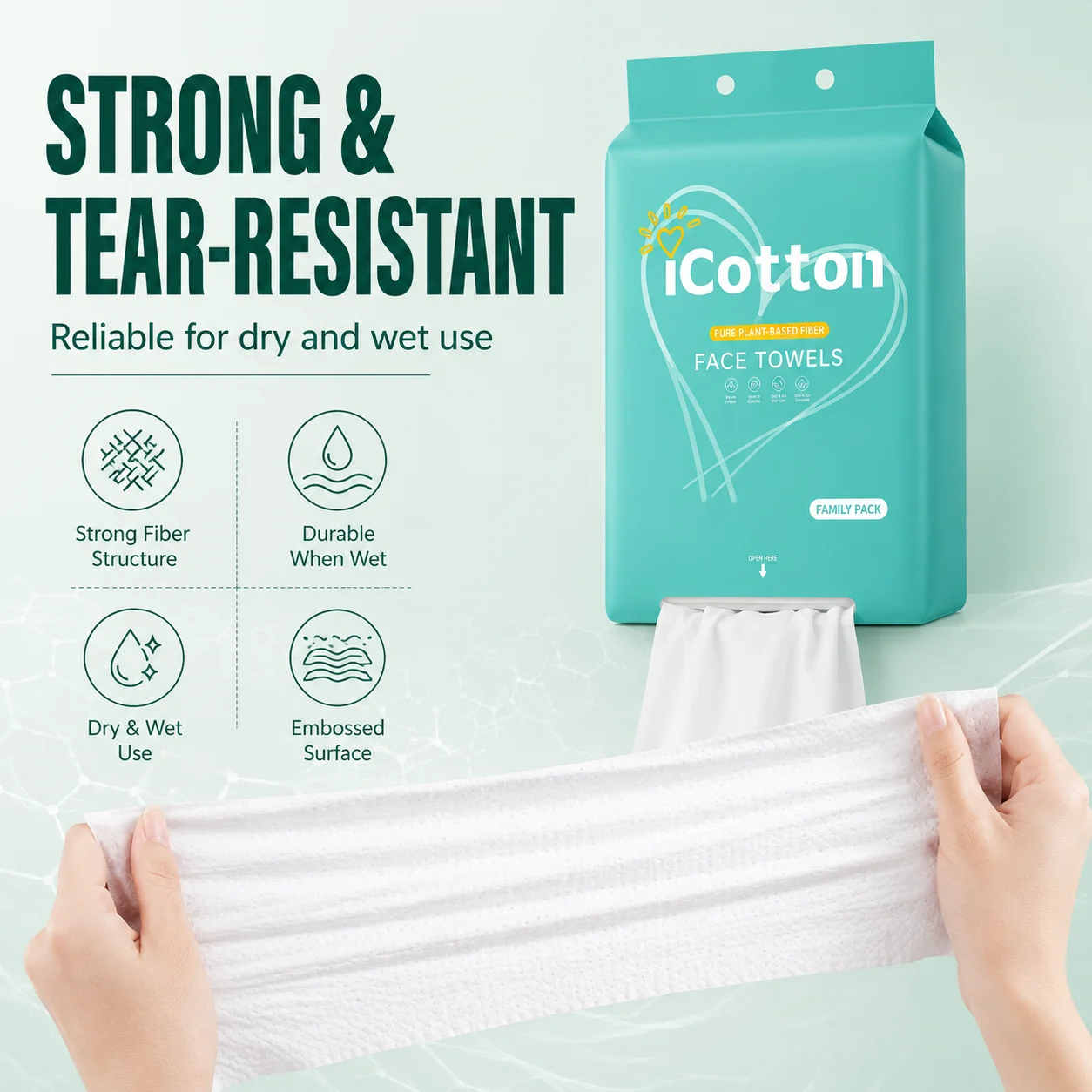 Textured Facial Cleansing Cloths Soft Absorbent Dry Towels Pull Out Family Pack for Makeup Removal Travel Bathroom Daily Care