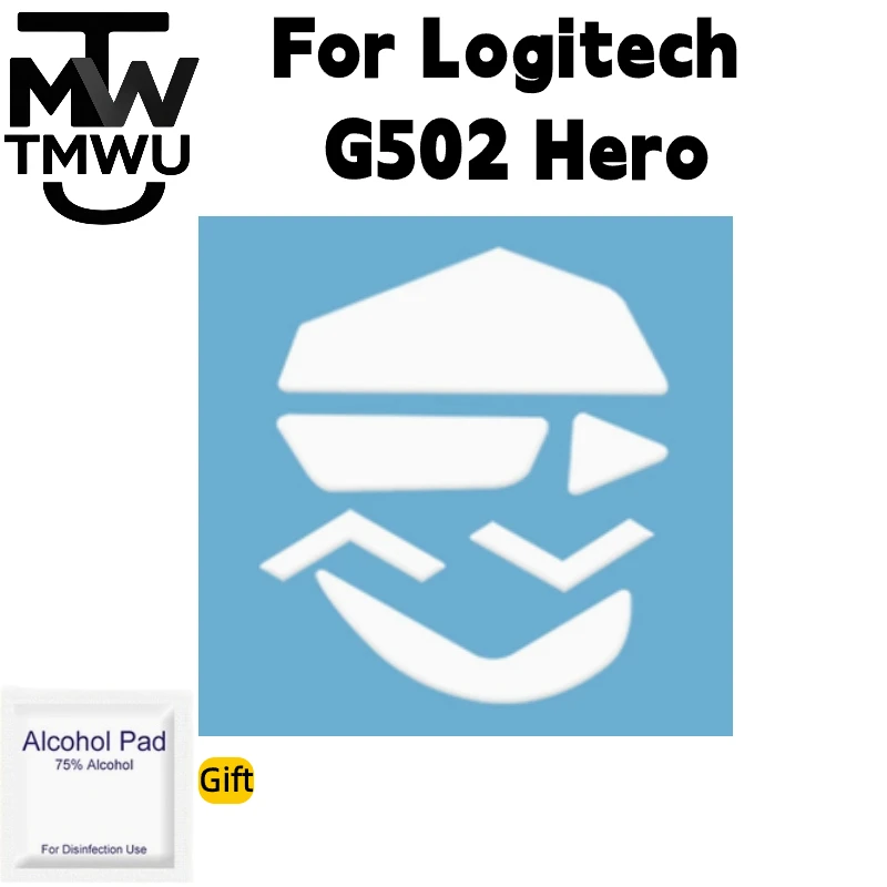 For Logitech G502 Hero Gaming Mouse Grip Tape  Pre-Cut Anti-Slip Sweat Absorbing ICE PTFE Mouse Skates Alcohol Wipe Gift