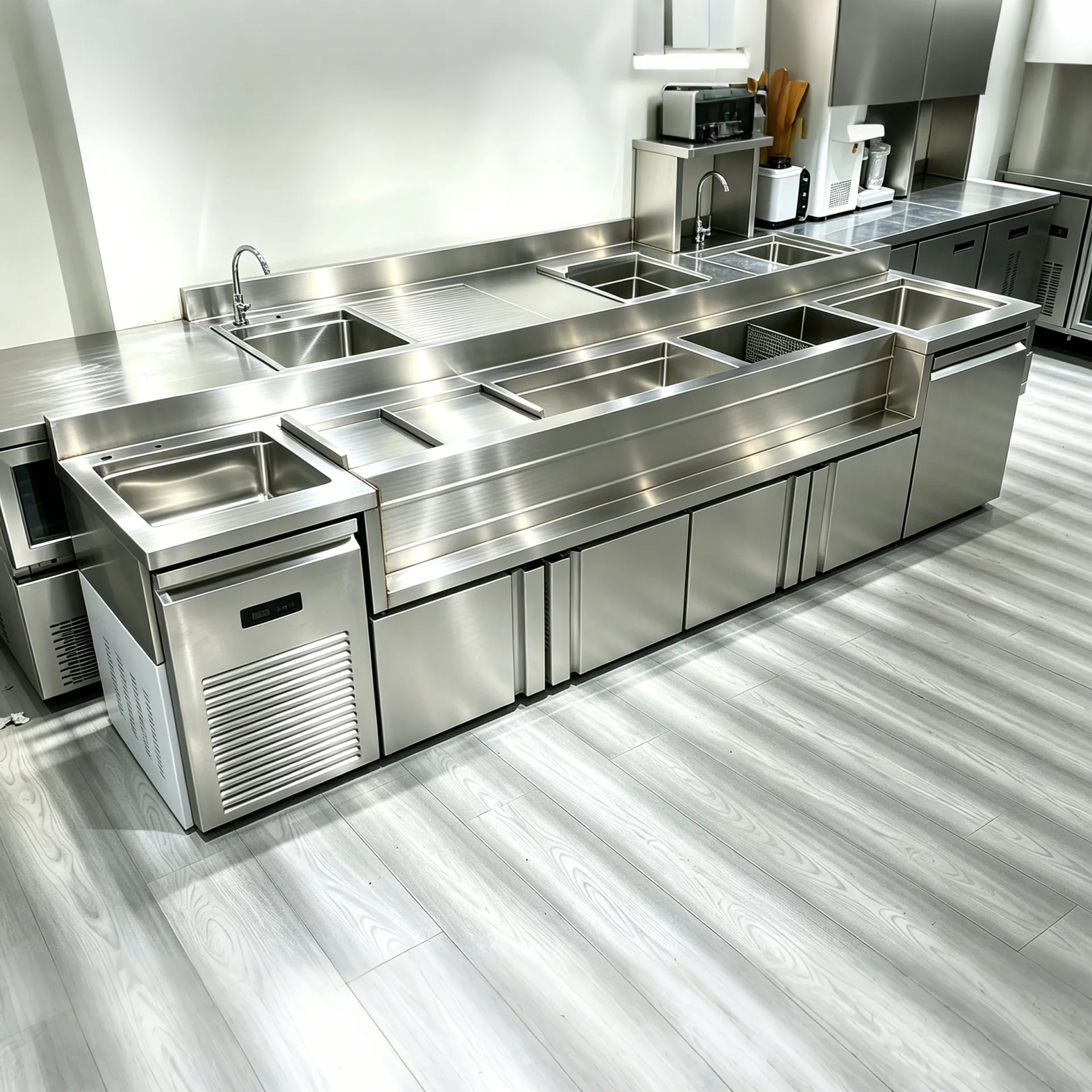 Heavy Duty Stainless Steel Bar Station Cocktail Complete Cocktail Station Equipment With Drain Sink For Chain Pub Nightclub Bar