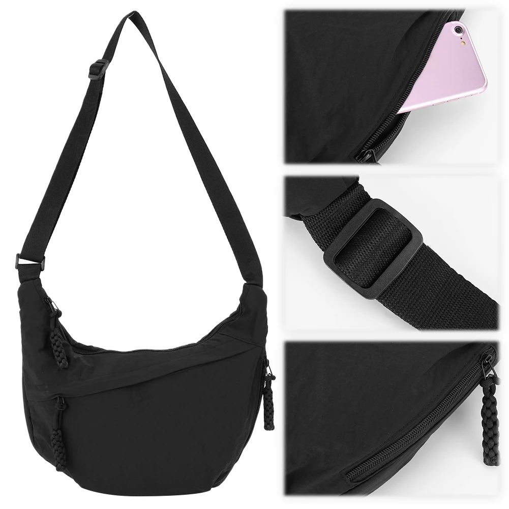 Nylon-Umhängetasche mit Reißverschluss, Tragetasche, Handtasche mit verstellbarem Riemen, Hobo-Umhängetasche, lässige Umhängetasche für Damen, Outdoor-Reisen