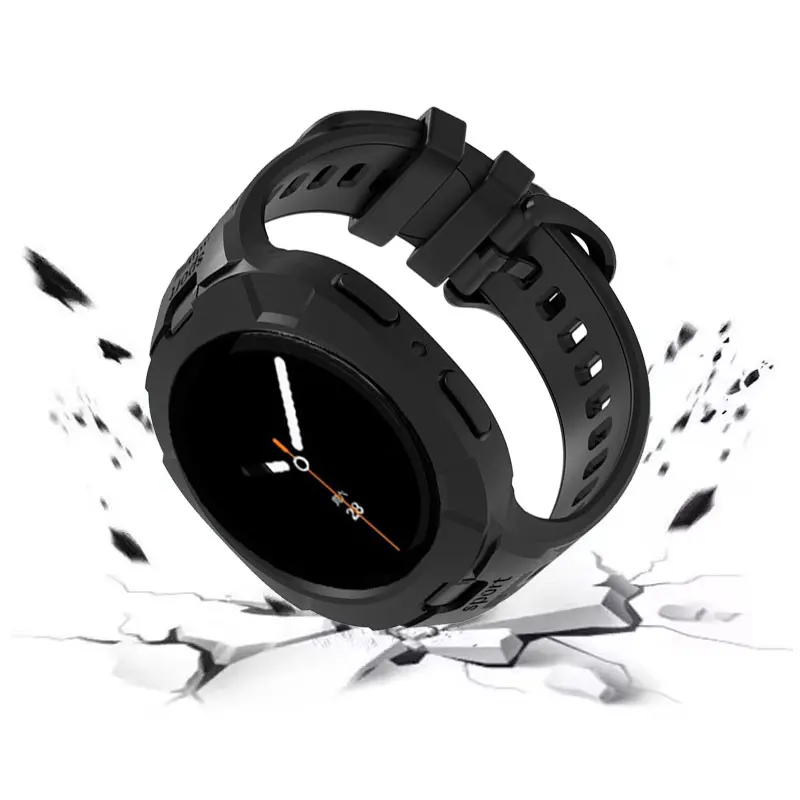 Case+Strap For Samsung Galaxy Watch 8 44 40mm Strap Silicone Breathable Strap Replacement Band For Samsung Watch 8 Classic 46mm