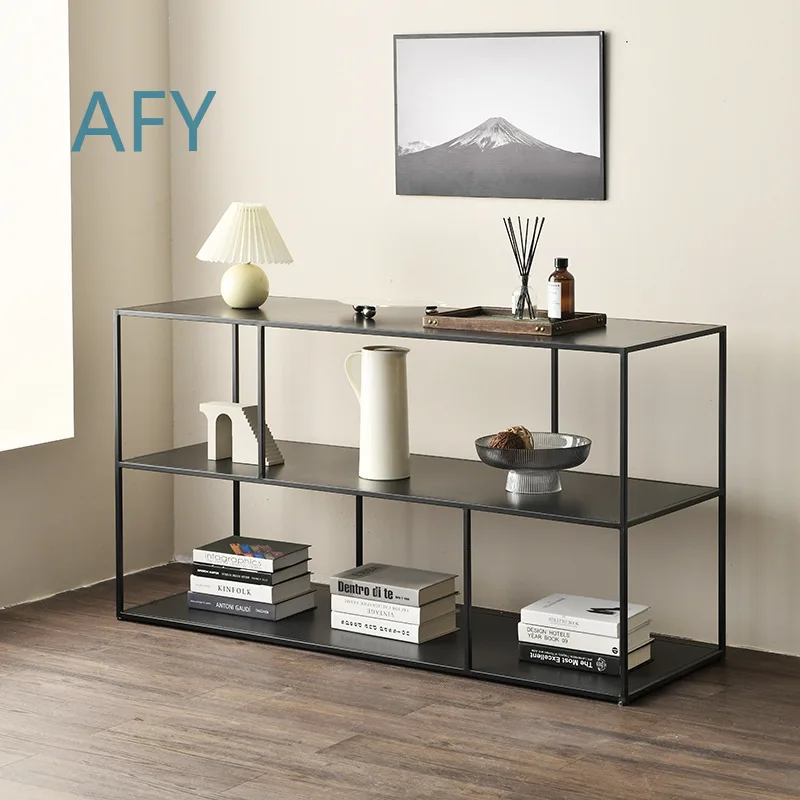Iron Bookshelf for Nordic Style Living Room Low Bookcase Floor Standing Storage Shelf Modern Minimalist Office Display Rack