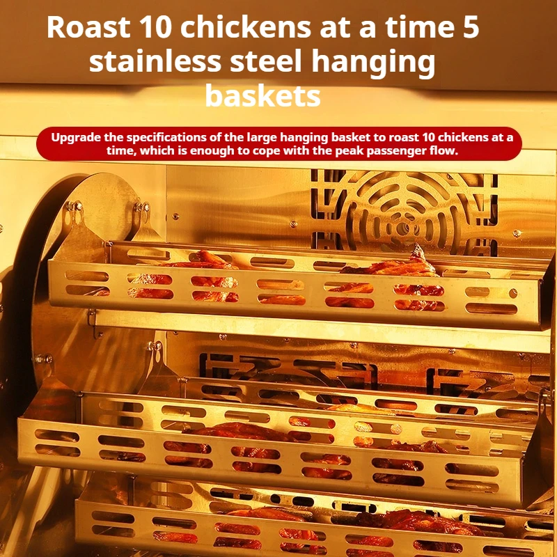 Commercial Rotating Roaster - 360° Electric Oven for Chicken, Ribs, and Corn with Large Capacity
