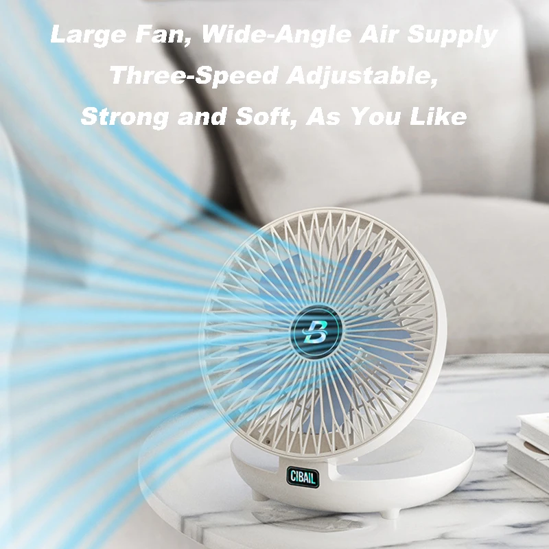 1200mAh Desktop Fan Wall-Mounted Portable Table Fan Air Conditioner Type-C Fan Foldable Mini Air Cooling Fan for Office