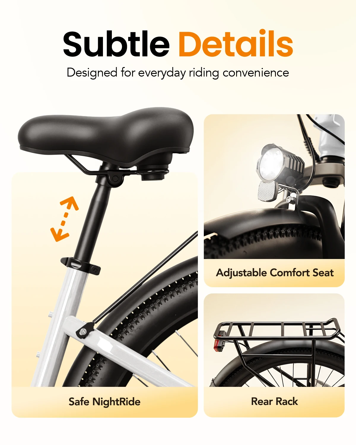 Qlife Cityone Plus St Electric Bike for Adult, Peak 1500W Motor 48V 15Ah Battery, 28MPH 80 Miles, 26“ Step-Thru Electric Bicycle, 7-Speed Commute E-Bike view 6