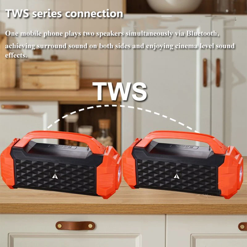 Radio de emergencia portátil con carga Solar, altavoz estéreo con Bluetooth, Supergraves, TWS, linterna, compatible con tarjeta TF, disco U, 10W