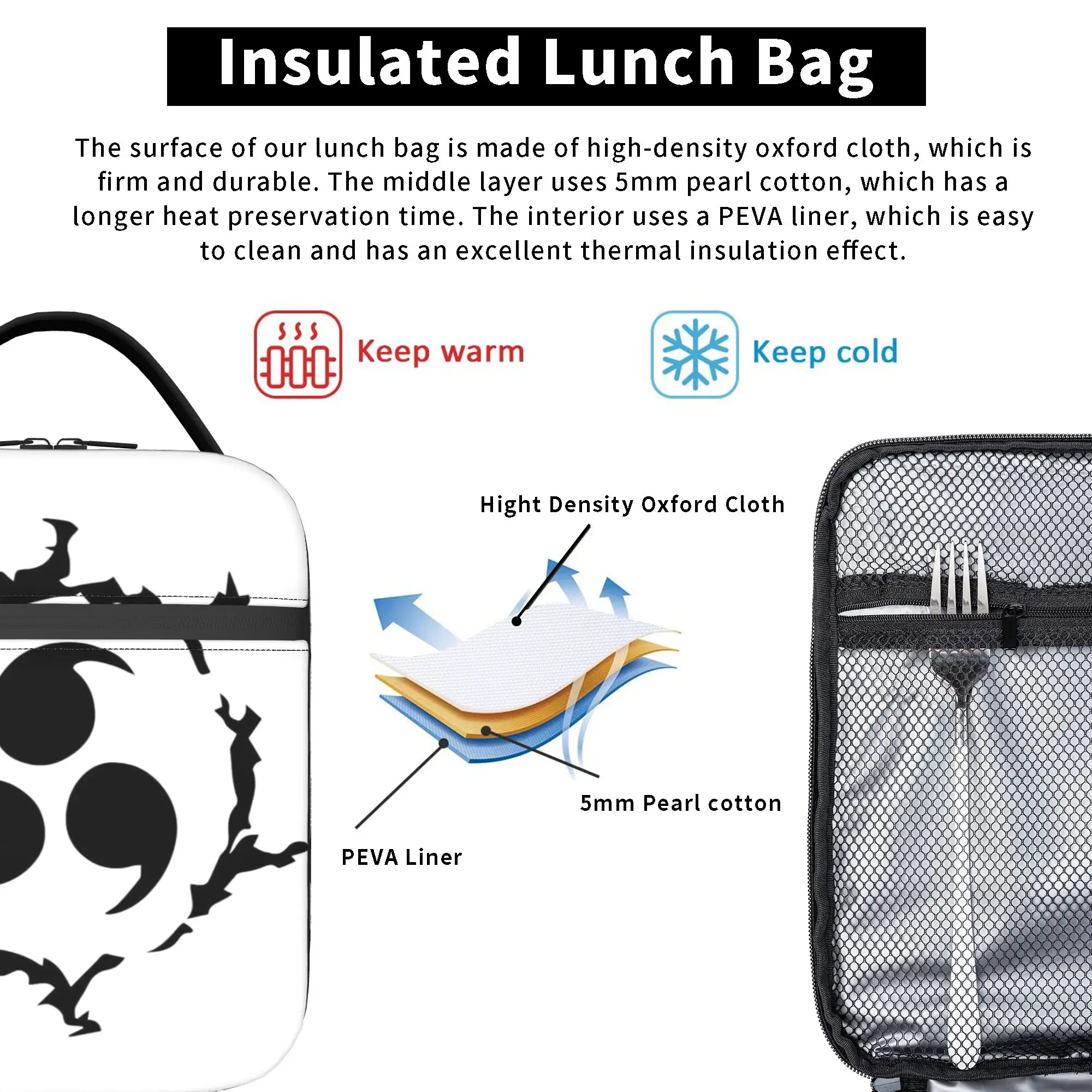 Sasuke's curse mark Narutoes Anime Insulated Lunch Bags Large Reusable Cooler Bag Tote Lunch Box Office  Travel Bento Pouch view 5