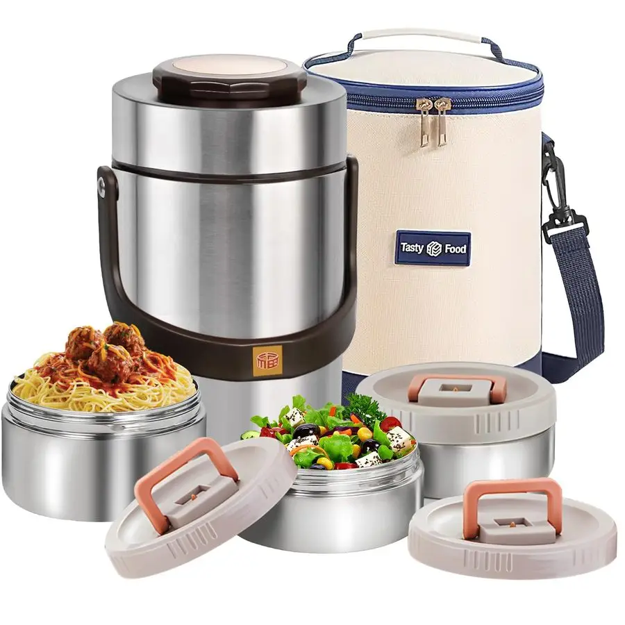 

Upgraded Thermos for Hot Food, 3Layer Stackable Food Thermos, Soup Thermos Jar with Insulated Bag, Ideal for Office, Outdoor Mea
