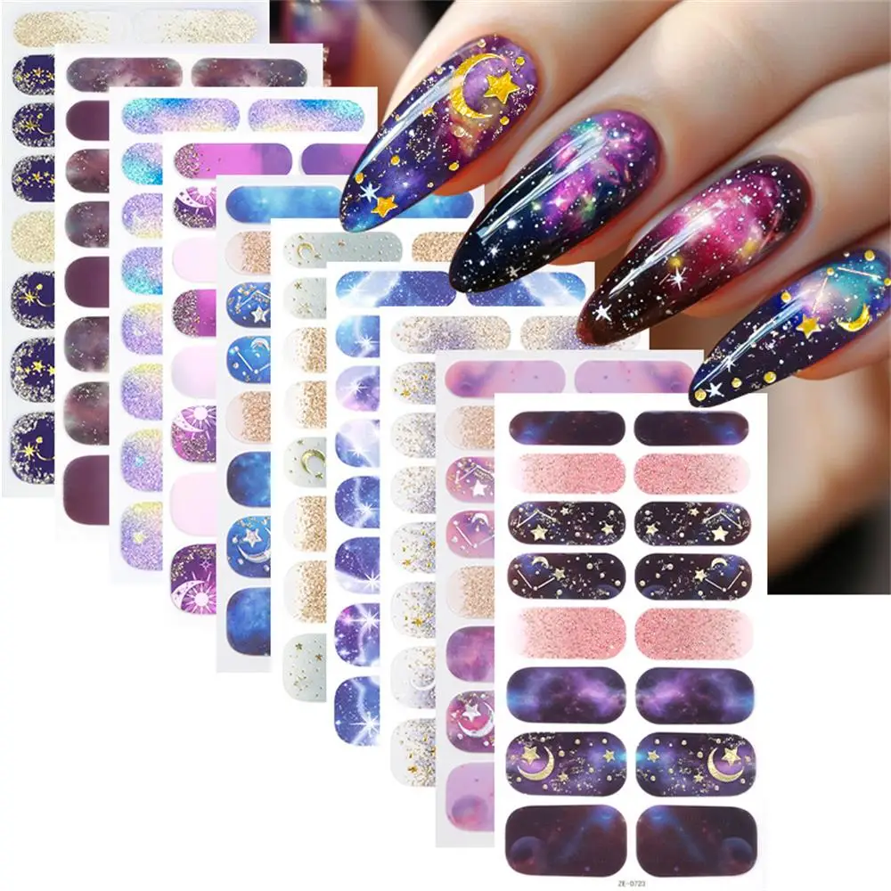 أظافر الضغط على سلسلة جالاكسي المتدرجة | مجموعة مكونة من 16 قطعة من ملصقات الأظافر المزيفة ذاتية اللصق قابلة للإزالة | فكرة هدية عيد الحب #2