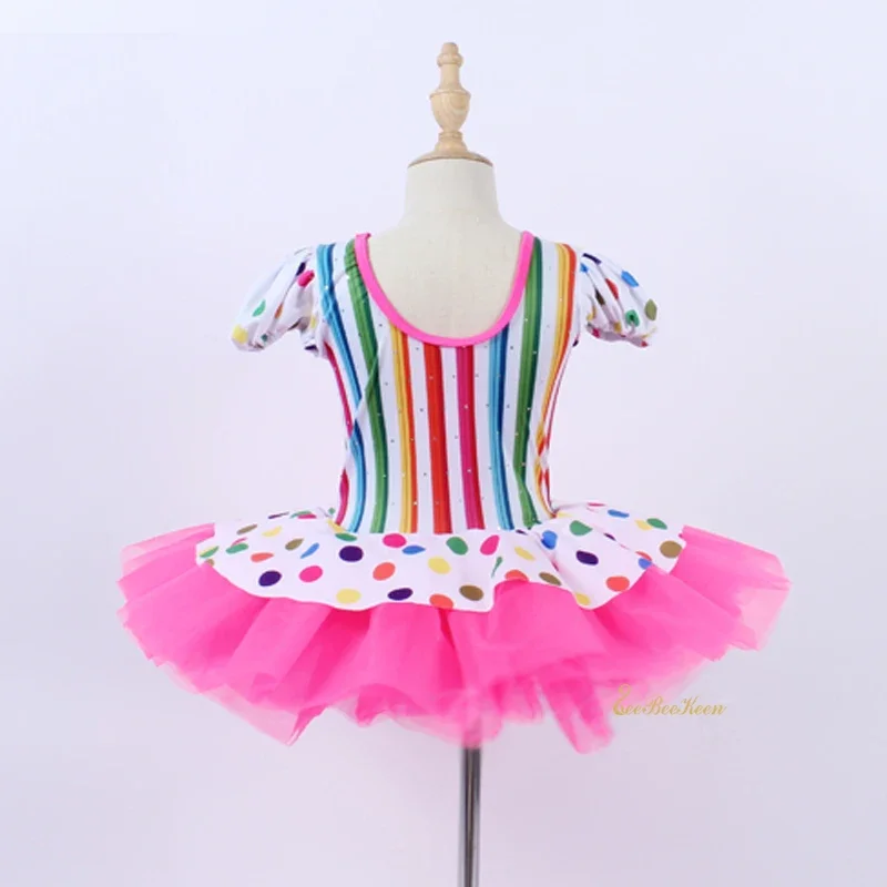 Professional Ballet dress Girls Cute Rainbow Colorful wave point Ballet Tutu Dress Women Stage Performance Dancewear Ballerina