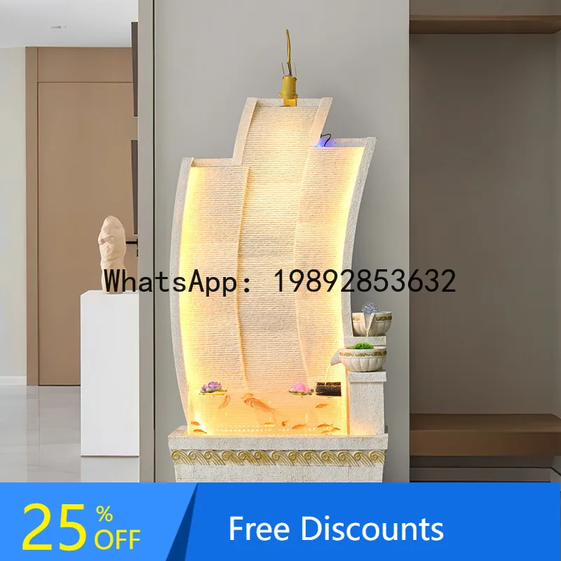 

LYY Flowing Water Ornament Living Room TV Cabinet Home Decoration Fountain Floor Light Luxury Circulating Water Feng Shui Wheel