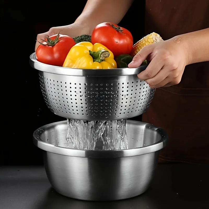 

Multi Functional Stainless Steel Vegetable Bowl Drain Basket Kitchen Cooking Storage Tool Stainless Steel Sink Drainer Basket