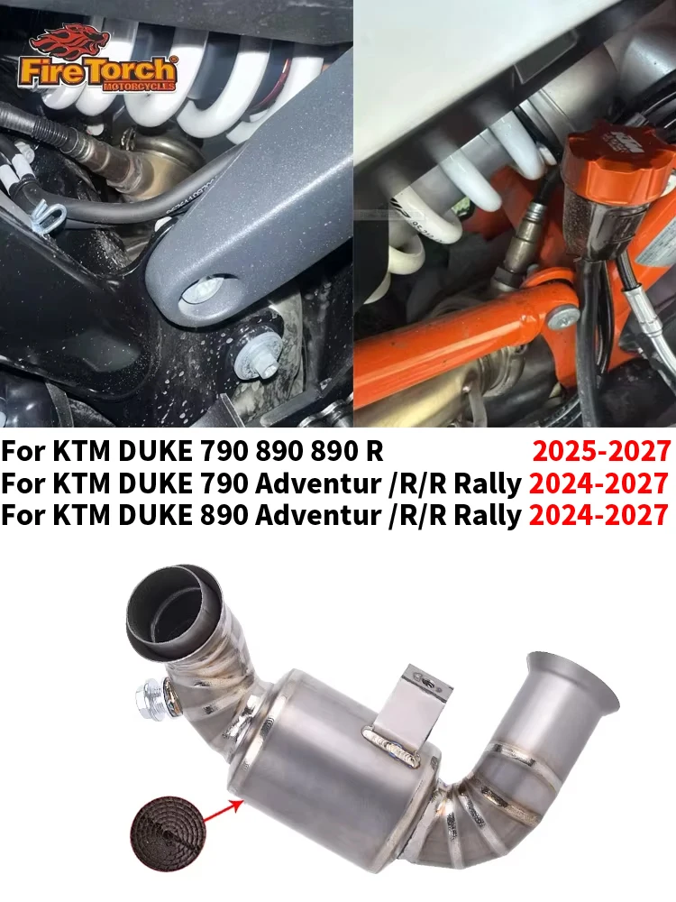 Slip-On für KTM DUKE 790 890 Adventure R Rally KTM790 KTM890 2024-2027 Motorrad-Auspuff Escape Moto Schalldämpfer Mittelrohr