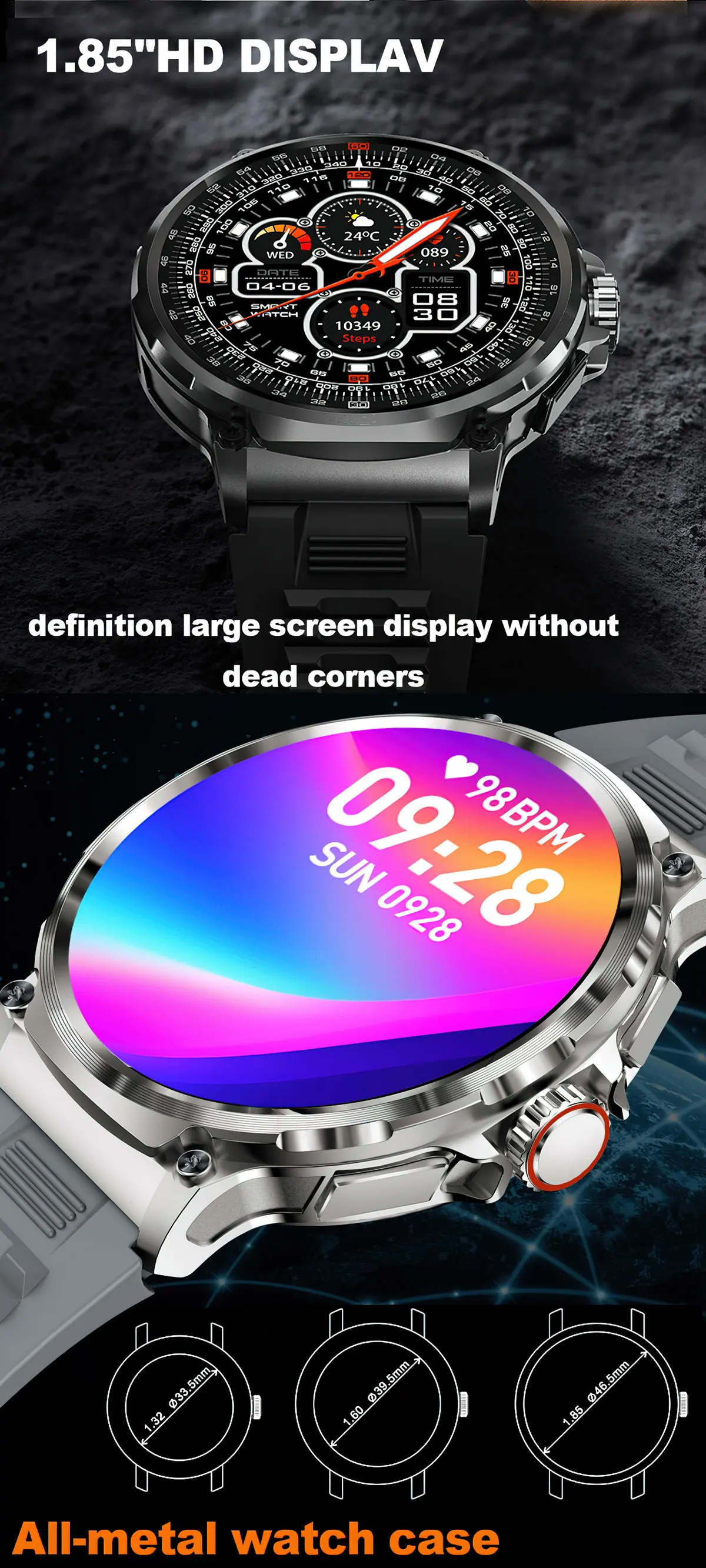 Neue V69 Bluetooth Anruf Smart Uhr Männer 1,85 "HD Bildschirm 710 mAh Multi Sport Modi Herz Rate Monitor smartwatch Für Android IOS – Detail 3