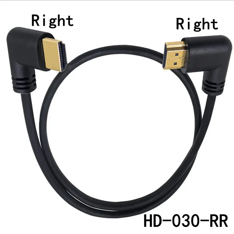 Cabo HDMI para DVD PS3 e PC, HDMI2.0, 4K, compatível 3D duplo, 90 graus em ângulo esquerdo, macho HD para a direita