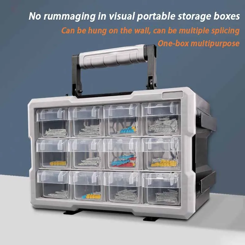 

Portable Tool Parts Storage Box Multi-drawer Type Hardware Organizer Boxes Multifunction Electrician Tools Packaging Accessories