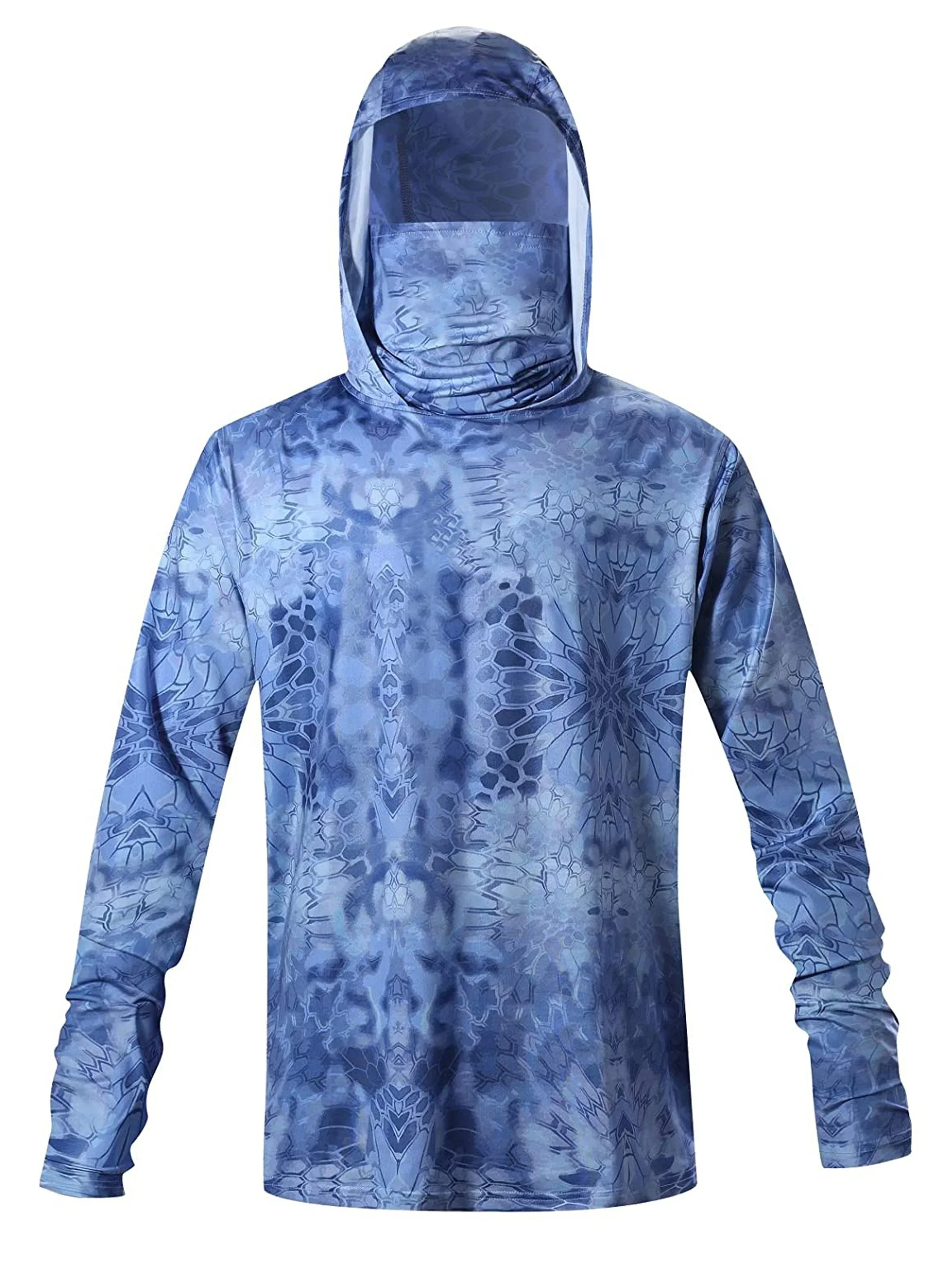 Fishing Shirts Mens Hooded Fishing Shirt With Mask UV Hoodie Men Hooded Fishing Shirts Breathable  Hoodie