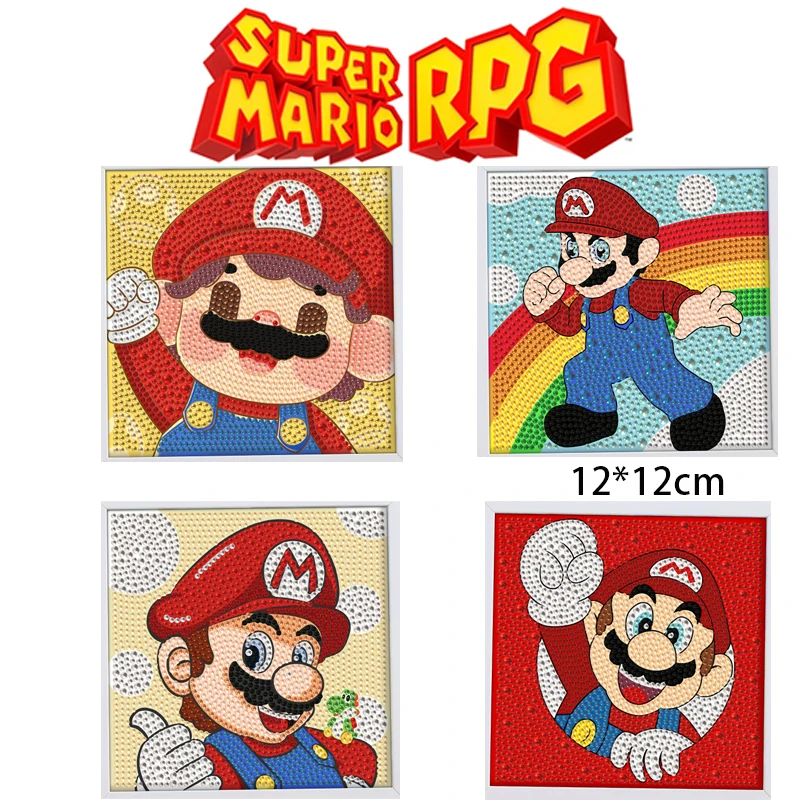 Super Mario Cartoon Kinder DIY Diamantstickers Kunst Schilderstickers Modieus Gepersonaliseerde Interactief Canvas Speelgoed