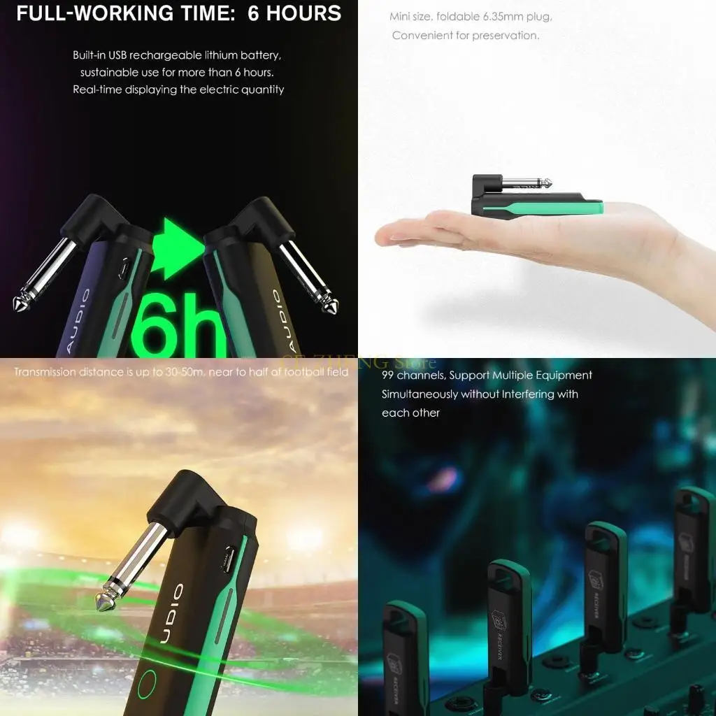 

E56B Приемник гитарного передатчика с длительным сроком службы батареи для электрического музыкального инструмента