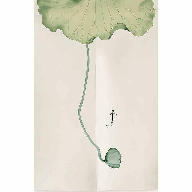 VIKAMA Door Curtain Partition Half No Drill Privacy Chinese Lotus Bedroom Bathroom Kitchen for
