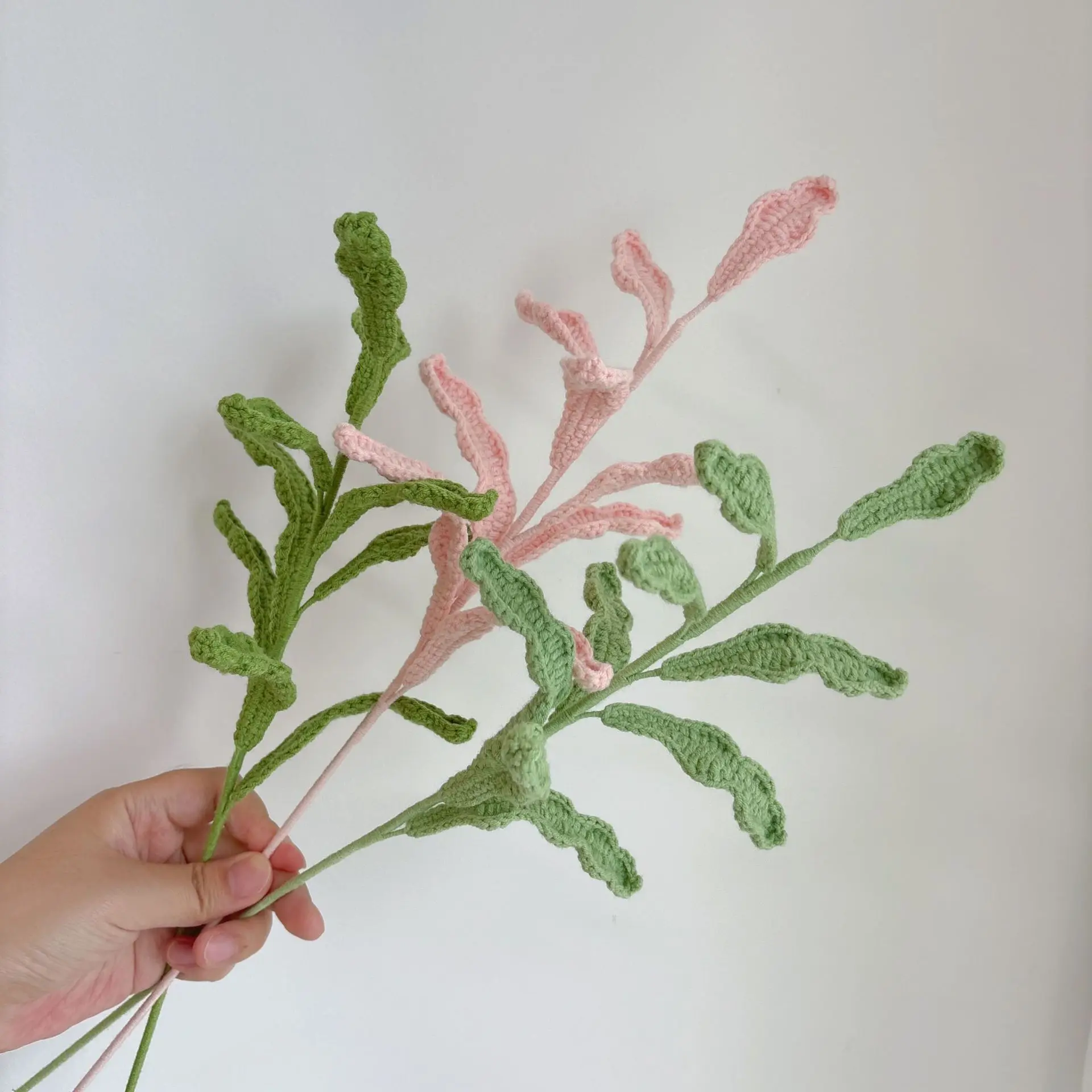 Kreativer Künstlicher Blumenstrauß aus Handgewebten Chrysanthemenblättern, Gehäkelte Blumen, Deko, Niedliche Gestrickte Blätter – Detail 2