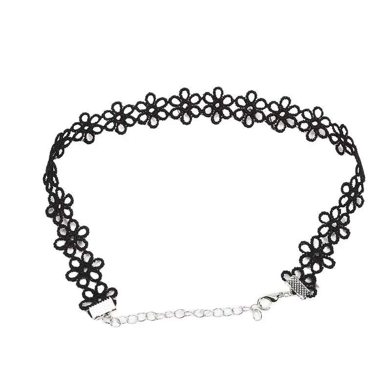 6 Teile/satz Schwarz Spitze Colliers Halskette Set Vintage Gothic Punk Elastische Halskette Frauen Hals Kragen Und Halskette Kombination Set – Detail 19