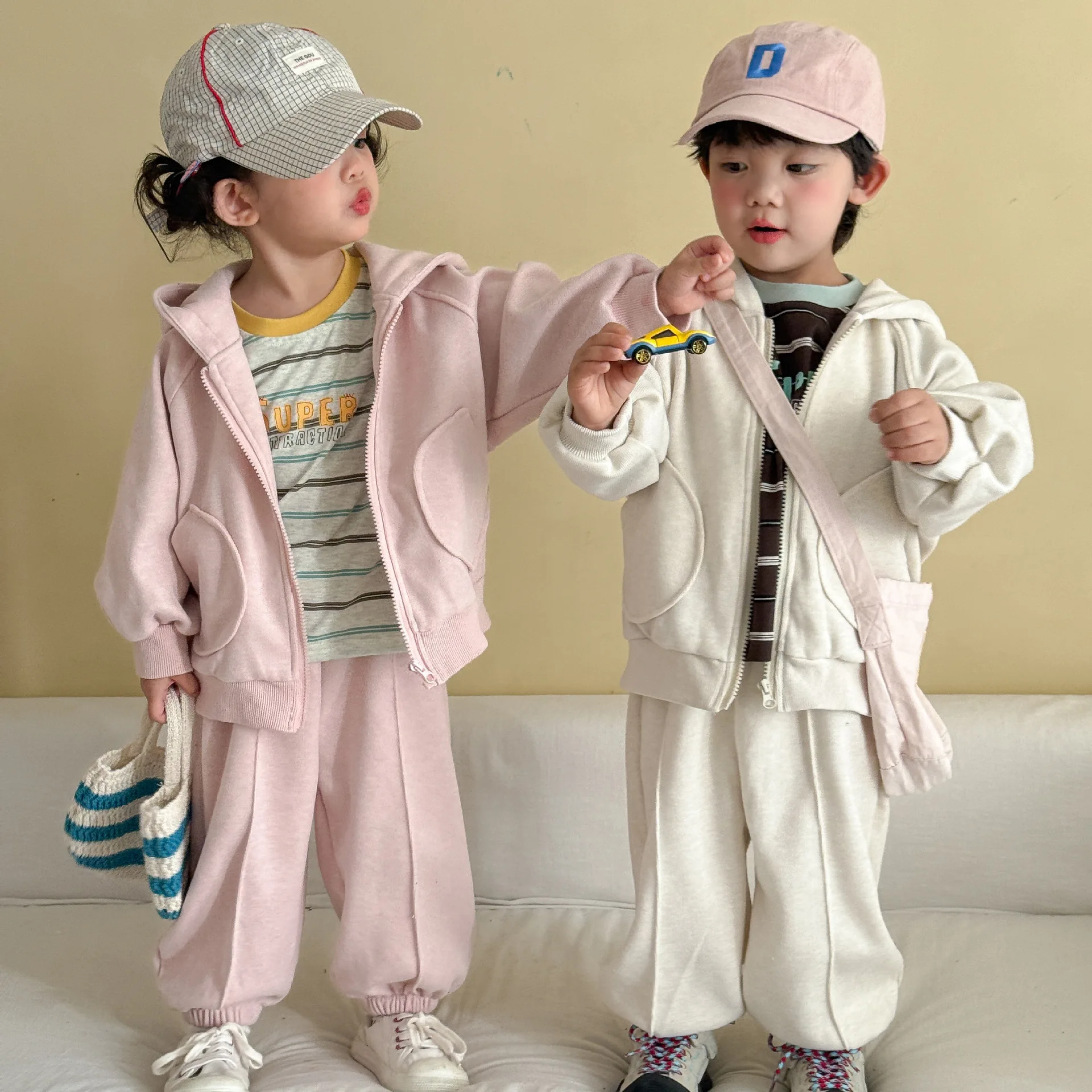 Autumn New Children Long Sleeve Clothes Set Boys Loose Hoodie Set Girls Casual Hooded Coat + Pants 2pcs Suit Kids Outfits  123