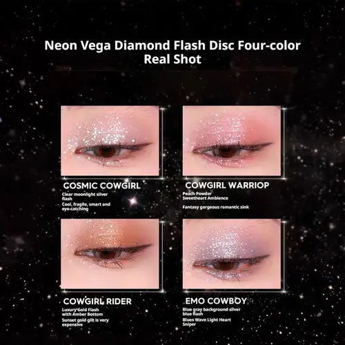 Imagen 2 del producto Moondust Paleta de sombras de ojos con purpurina de 4 colores, juego de sombras de ojos brillantes y brillantes con pigmentos brillantes de larga duración para fiestas y uso diario