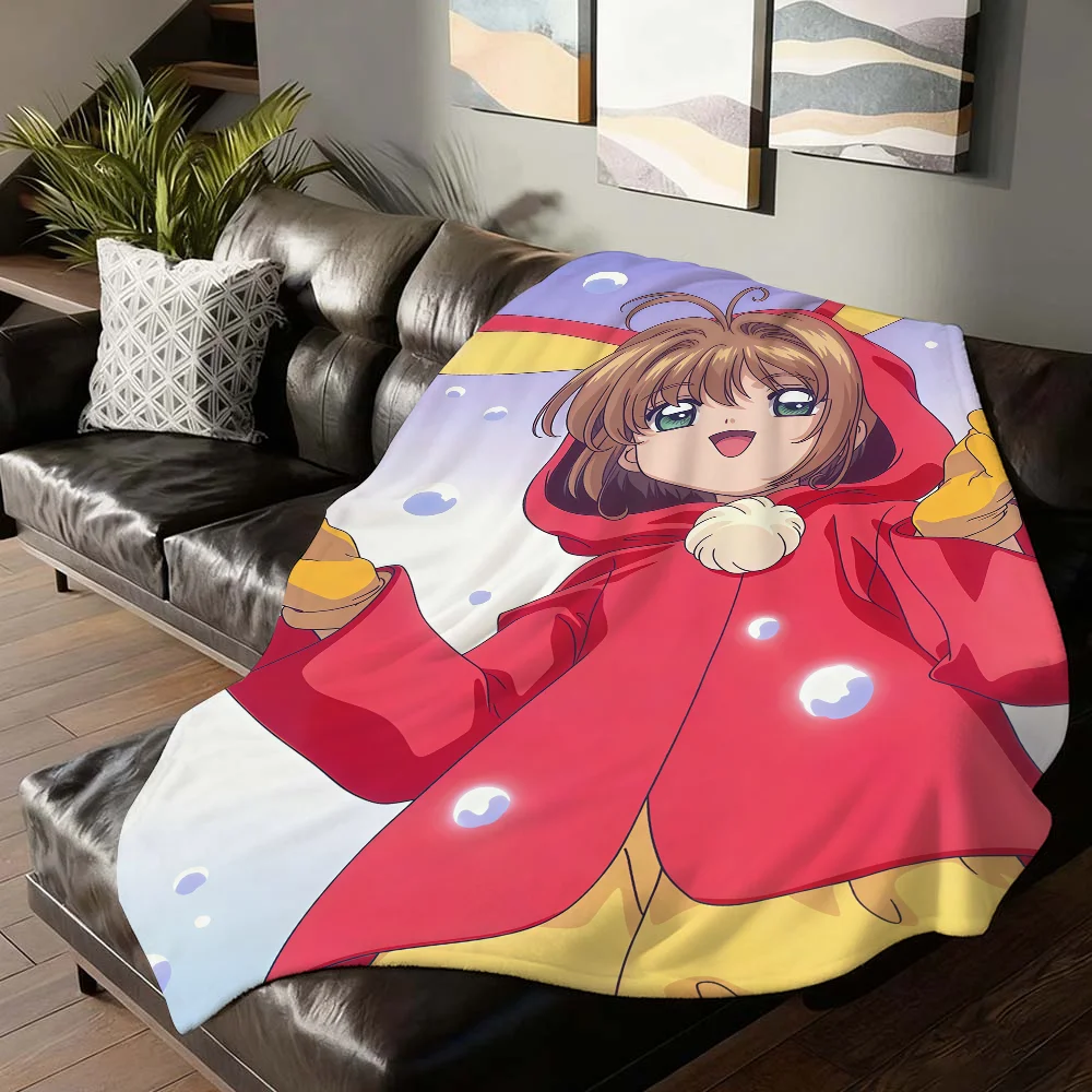 Manta Captor Sakura de anime de aventura para sofá, cama de oficina, avión, viaje, sueño, lectura, relajación, Camping, suave y cálida