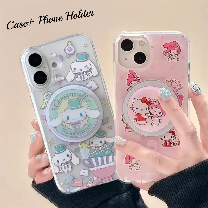 Магнитный держатель для беспроводной зарядки для Samsung Galaxy Z FLIP 6 5 4 3 S25 S24 S23 Plus Ultra Case Cute Hello Kitty Hard