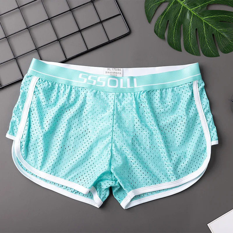 Men Casual Shorts Ice Silk Mesh Breathable Summer Beach Sportswear ComfyCool Feeling Quick Dry Trunks Outwear Home Sleep Pajamas