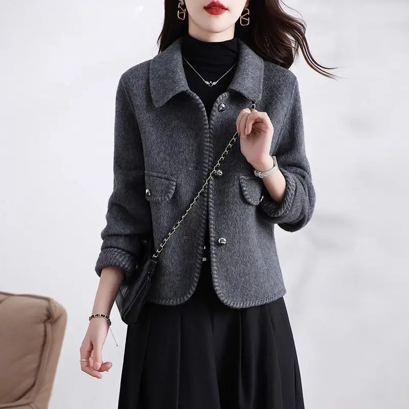 

Высококачественное женское пальто 2026, весна-осень, новая шерстяная куртка Xiaoxiangfeng, женская темпераментная верхняя одежда, короткий костюм, верхнее пальто, топ