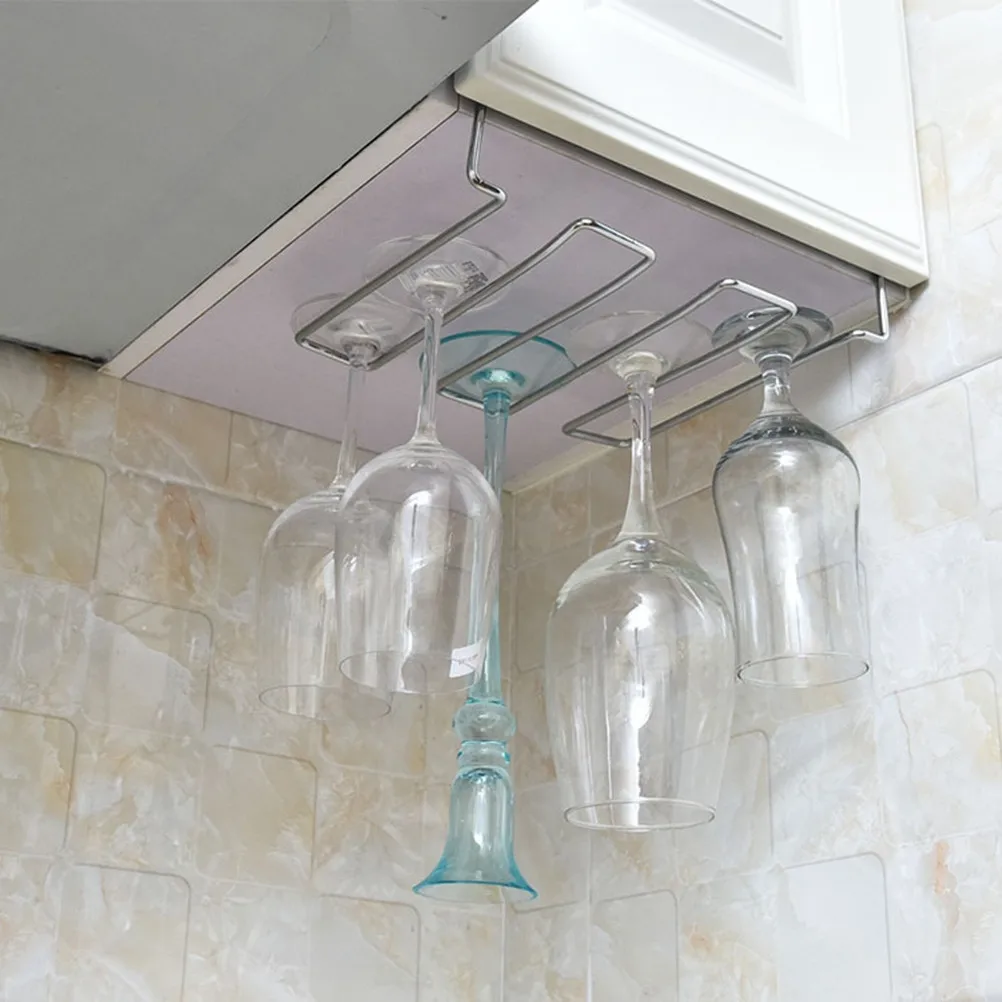 Odorless Rustproof Stainless Steel Wine Glass Rack Under Shelf Cabinet Stemware Organizer for Kitchen Bar Dining Room Easy view 2