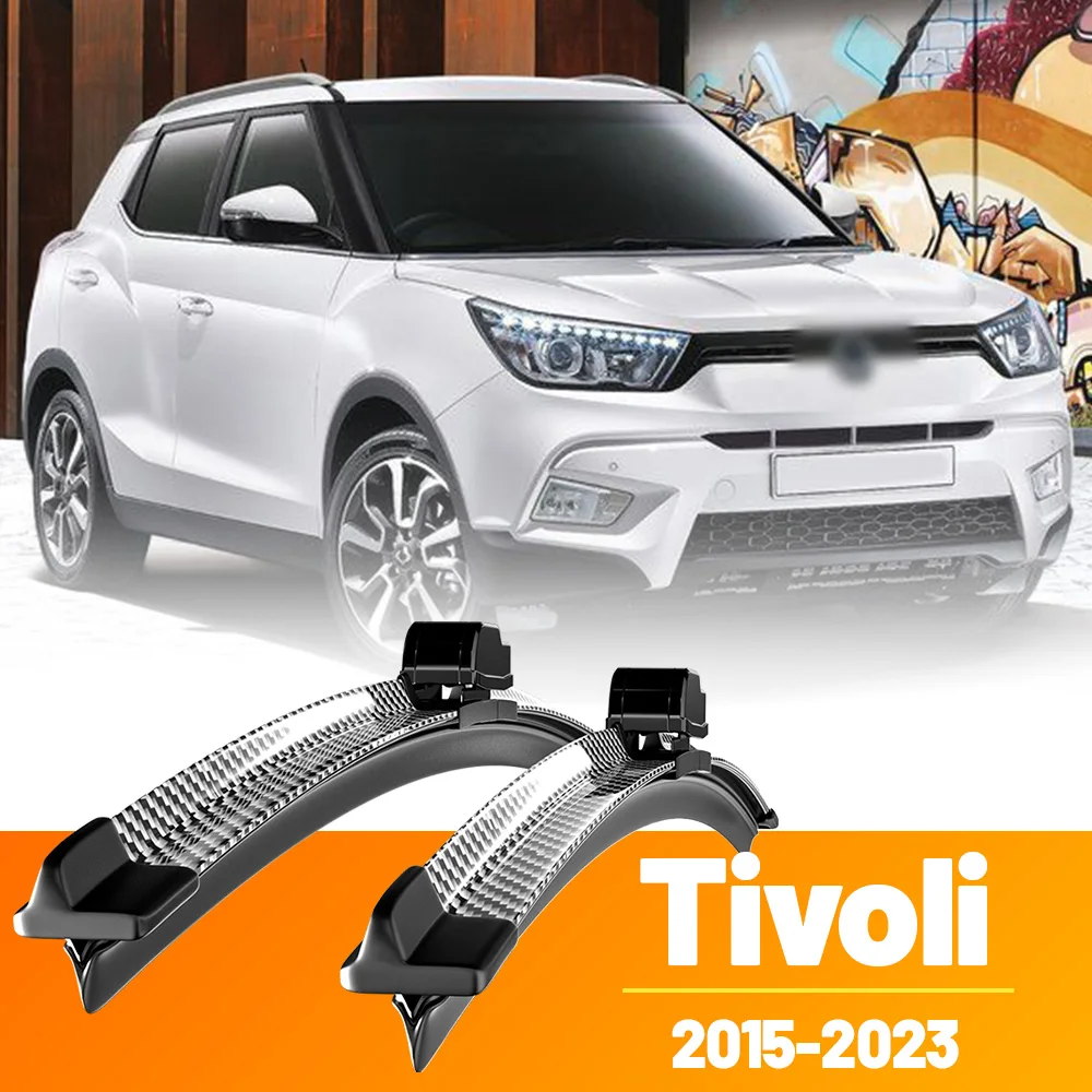 2 piezas de escobillas limpiaparabrisas delanteras de fibra de carbono para Ssangyong Tivoli 2015-2023 2016 2017 2018 2019 2020 2021