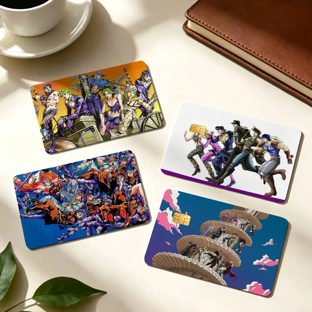 Cool Anime J-Jojo Characters 1Set 4Pcs Waterproof Card Skin Stickers for Credit Bus IC Cards
