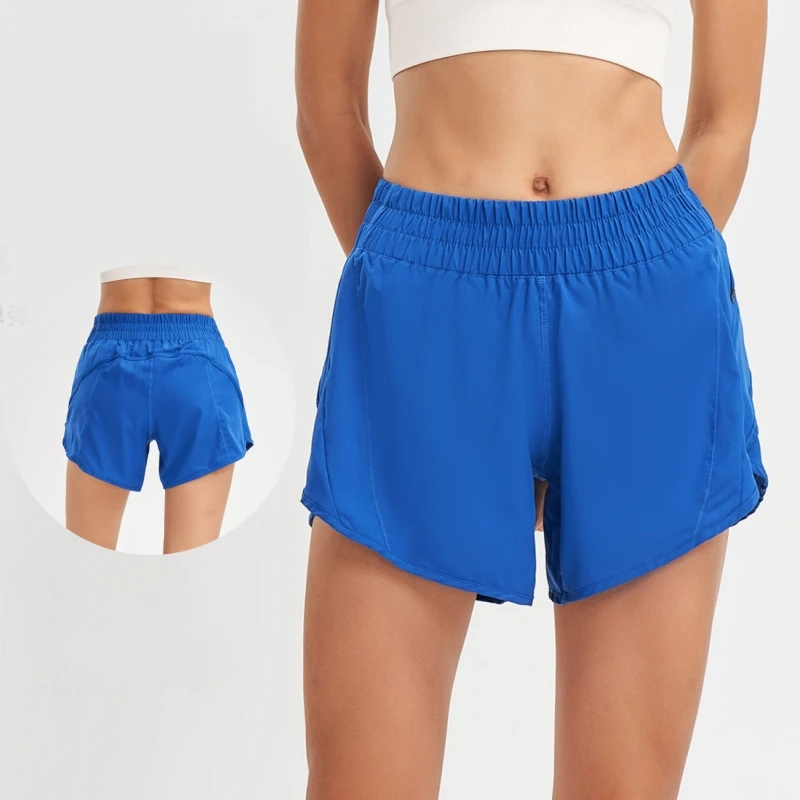 Women Quick-Dry Yoga Shorts Loose Fit Breathable Athletic Running Shorts with Drawstring Sports Gym Short Pants Anti-See Through