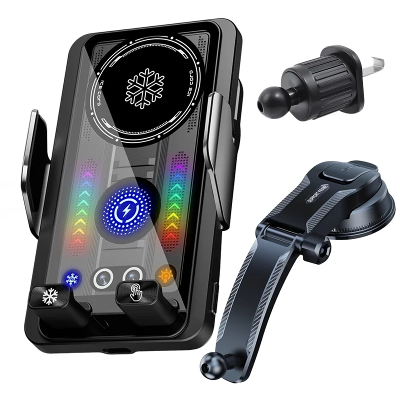 15W Kühlende Auto-Handyhalterung mit kabellosem Ladegerät und 360°-Drehung für Samsung S25 iPhone 17 16 15 14 13 12 Pro Max