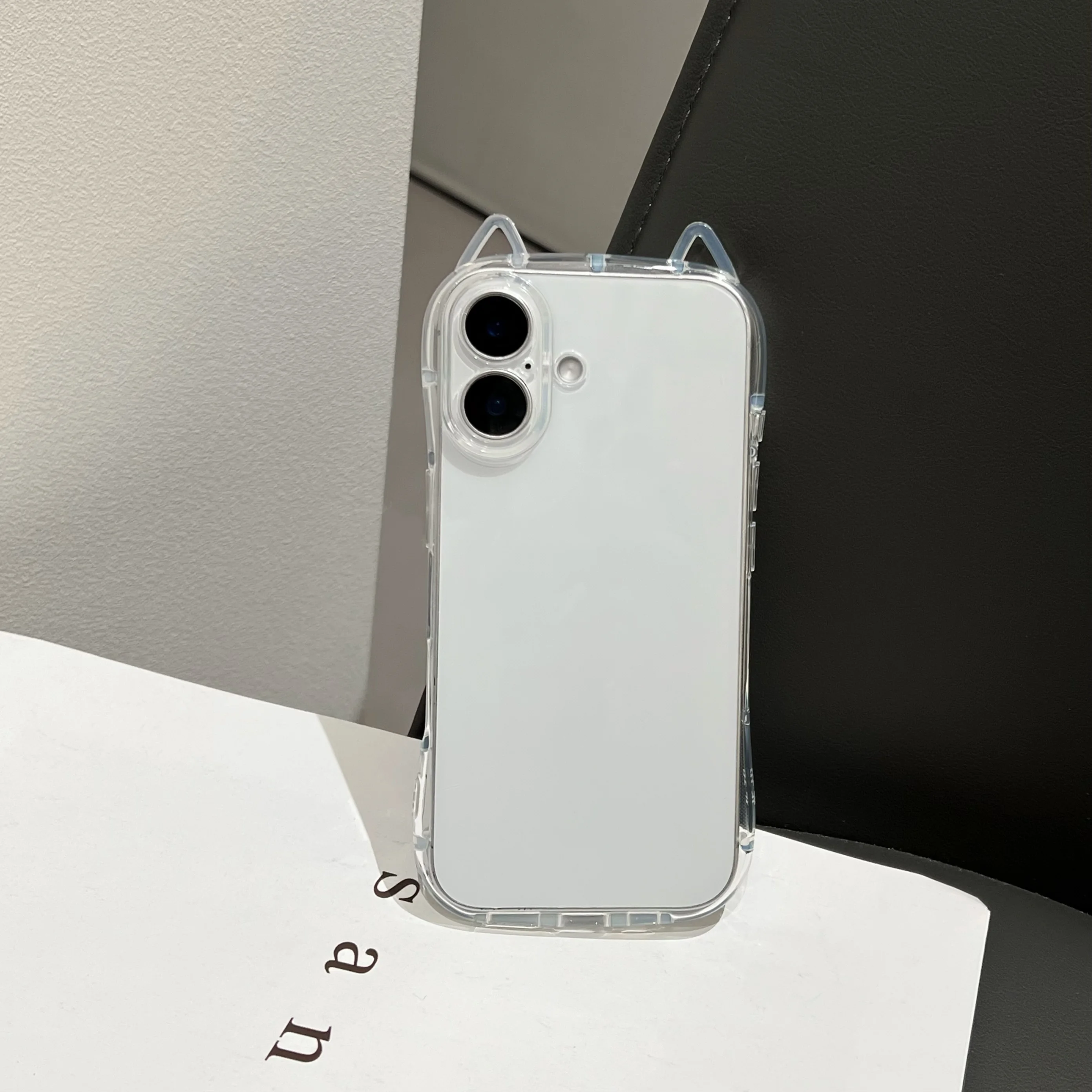 Niedliche Cartoon-Katzenohren-Silikonhülle für iPhone 18 17 Air 15 16 Pro Max 14 12 11 13 17 Pro Stoßfeste Transparente Hülle für Mädchen und Frauen – Detail 12
