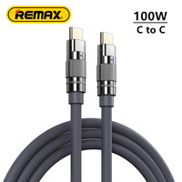 Remax 100W Zinc-alloy Elastic Data Cable with Indicator Light C-C Super Fast Charging Type-C to Type-C For Phones/Laptop/Tablets