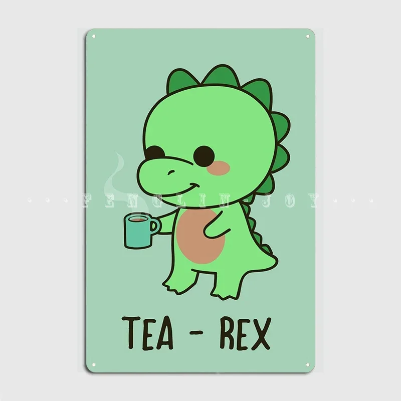 Плакат Tea Rex, металлическая табличка, фотообои с дизайном