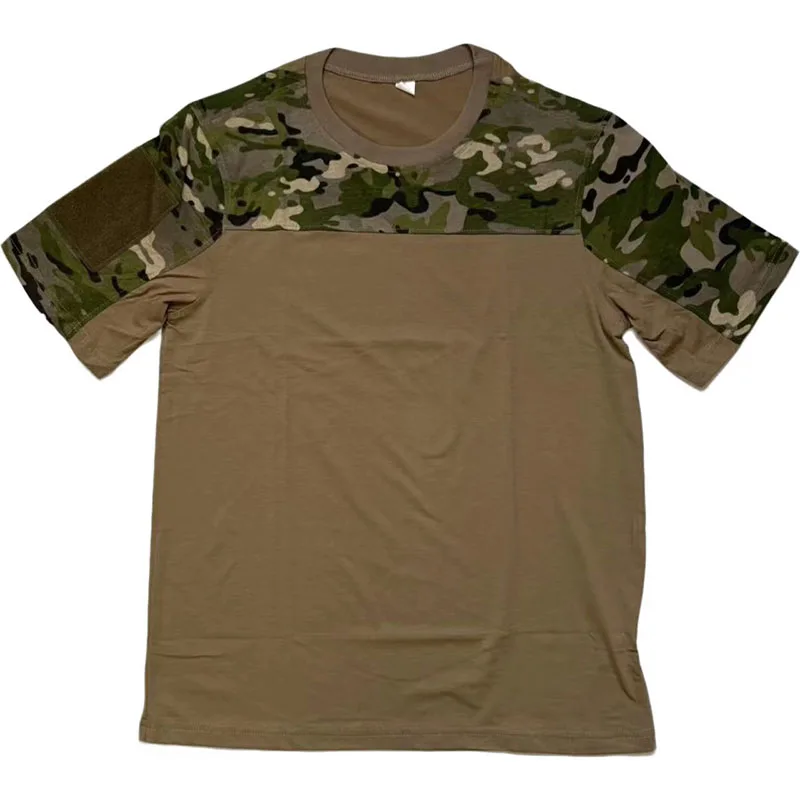 

Тактическая быстросохнущая футболка с круглым вырезом, мужская летняя лоскутная камуфляжная спортивная уличная футболка с короткими рукавами, удобная и дышащая