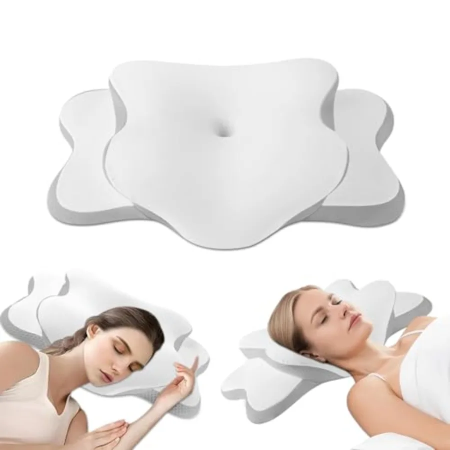 

Cervical Neck Pillow for Sleeping Ergonomic Pillow for Sleep Apnea, Neck Pain, and Snoring Relief Contour Memory Foam with Ergo